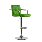 Барный стул Barneo N-69 Kruger Arm Chrome PU зеленая кожа (10*10415)